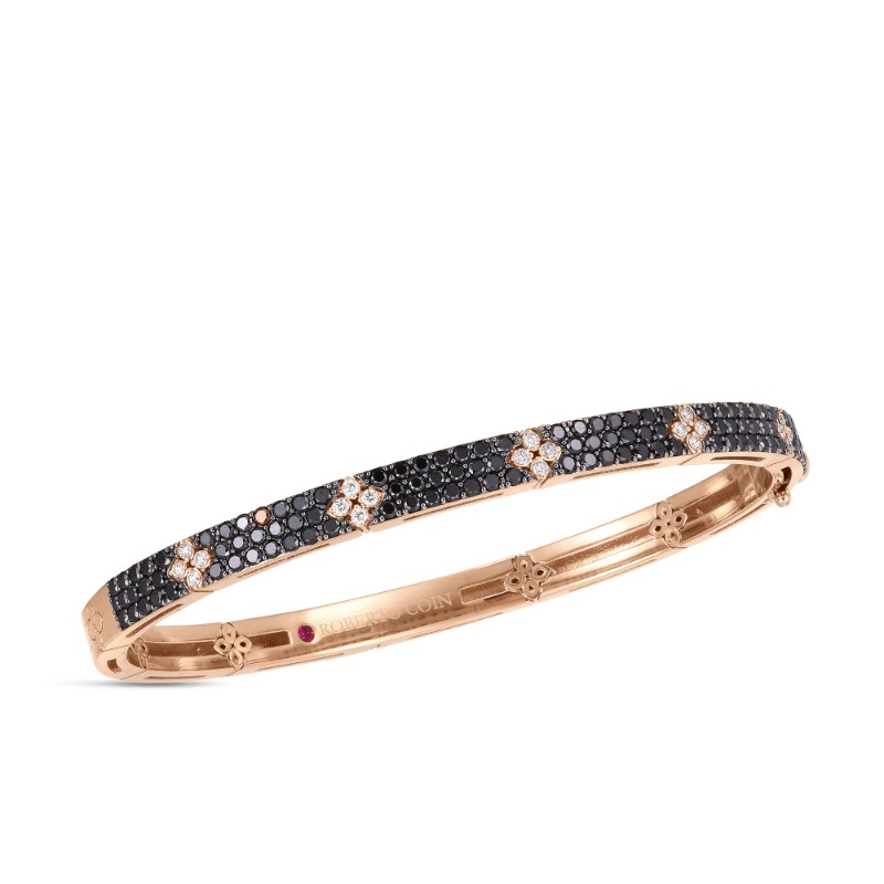 http://williambarthman.bluestar-apps.com/upload/product/Roberto Coin Rose Gold and Black Diamond Bangle 46x56 Love in Verona 1.87ctw. 