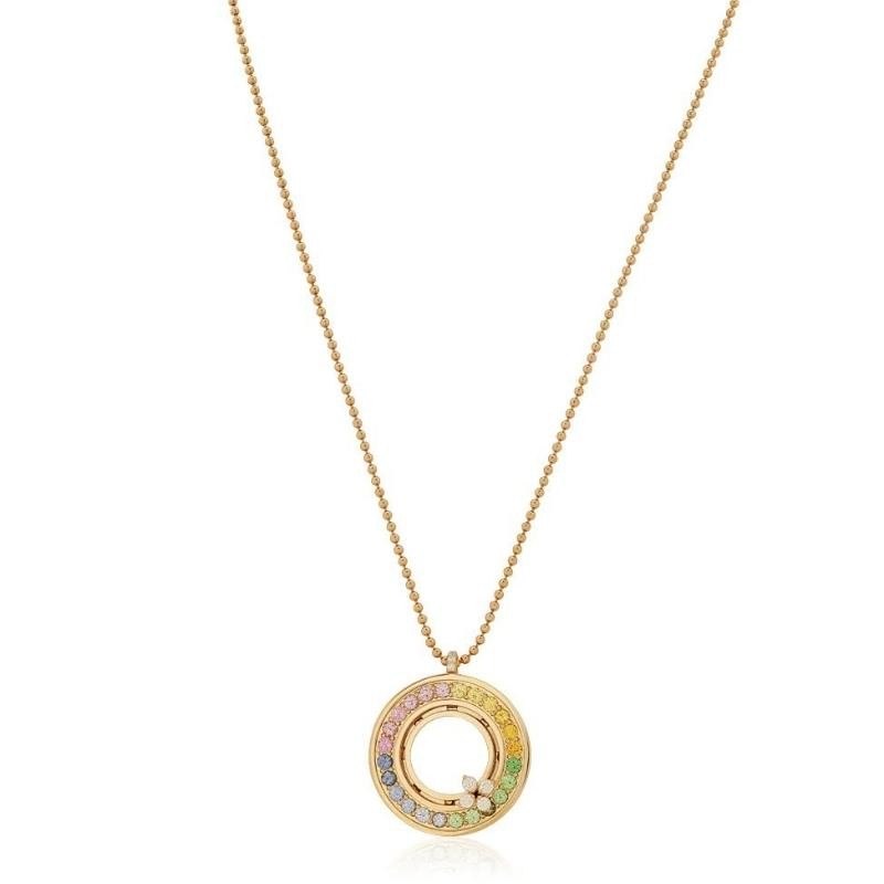 http://williambarthman.bluestar-apps.com/upload/product/18K ROSE GOLD VERONA RAINBOW SAPPHIRE DIAMOND MOTHER OF PEAL MEDALLION. 