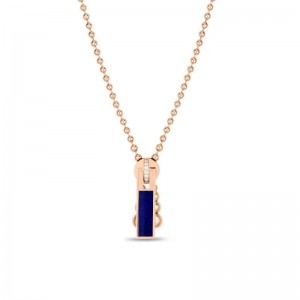 18K ROSE GOLD ART DECO LAPIS/DIA ZIPPER NECK 18IN LAPIS 3.18 DIAMOND .07CTW. 