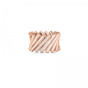 18K ROSE GOLD DOMINO WIDE DIAMOND RING 0.10. 