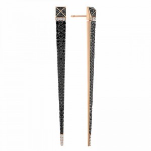 ROBERTO COIN 18K ROSE GOLD BLACK DIAMOND SAUVAGE PRIVE EARRINGS 2.34CT. 