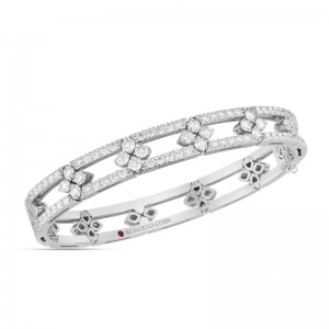 ROBERTO COIN WHITE GOLD DIAMOND LOVE IN VERONA 8.5MM BANGLE 3.69. 