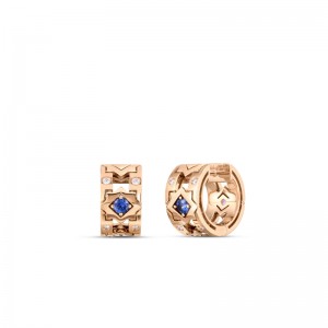 ROBERTO COIN 18K ROSE GOLD DIAMOND MIX SAPPHIRE NAVARRA EARRINGS 0.19. 