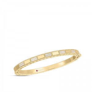 Roberto Coin 18K Yellow Gold Diamond Mosaic Bangle 48x58 .40ctw. 