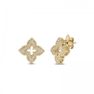 Roberto Coin 18k Yellow Gold Diamond Ventian Princess Earrings .30ctw. 