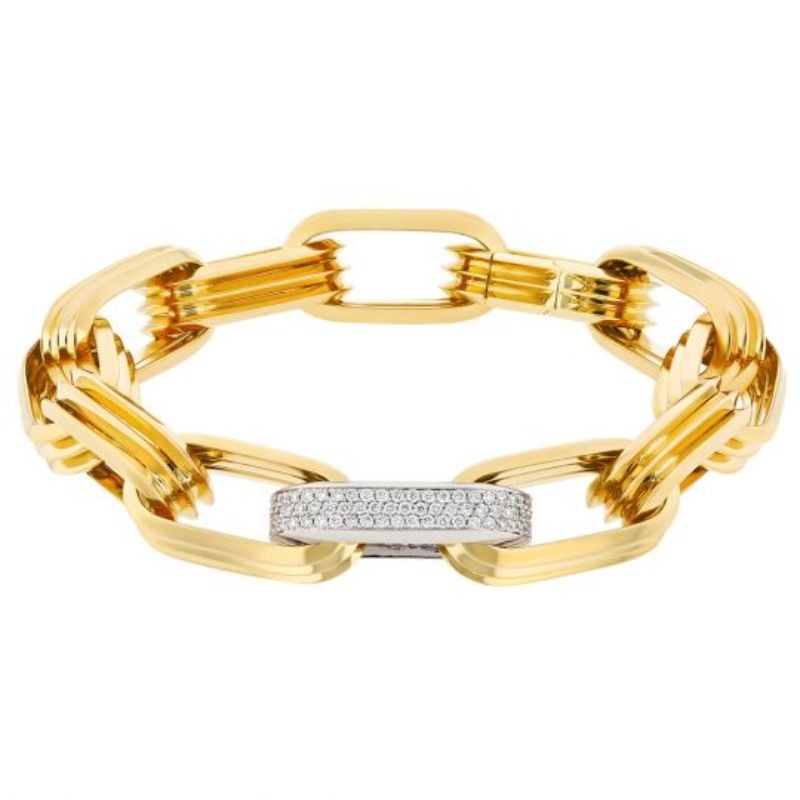 http://williambarthman.bluestar-apps.com/upload/product/Roberto Coin 18K Yellow & White Gold Diamond Gent PaperClip Bracelet