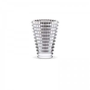 clear crystal small EYE vase w/ridged sides tapered toward bottom. 