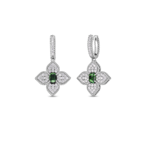 Roberto Coin 18K Diamond & Tsavorite Flower Drop Earrings