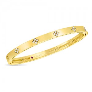 Roberto Coin Love in Verona Bangle in 18K yellow gold with diamonds