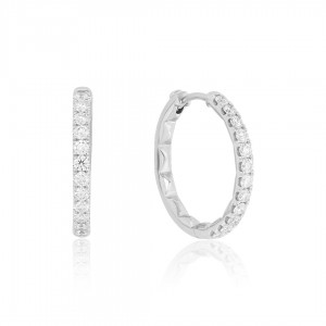 ROBERTO COIN WG DIAMOND "U" SETTING FRONT HOOPS   .82PTS.