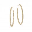 18KY LARGE HOOP EARRING WITH INSIDE/OUTSIDE PAVE DIAMONDS, .98CT. PIERCED BACKS