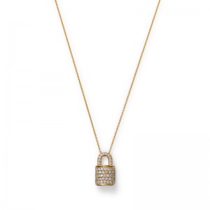 18K YELLOW GOLD DIAMOND LOCK PENDANT DIA-0.46.