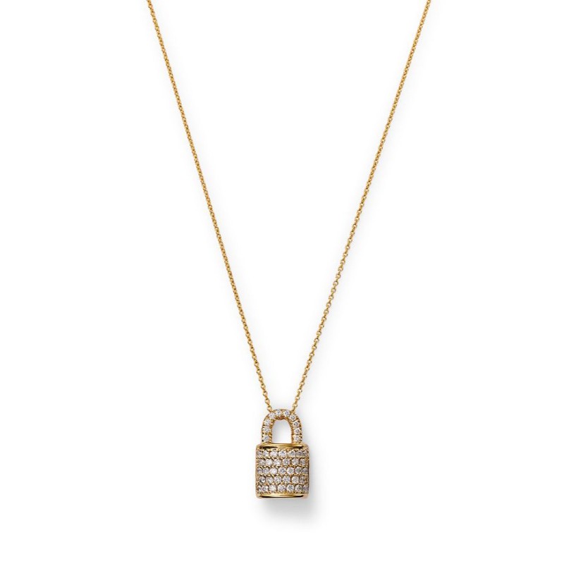 18K YELLOW GOLD DIAMOND LOCK PENDANT DIA-0.46.