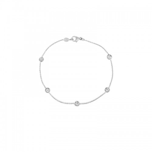 18K WHITE GOLD 5 STATION DIAMOND BRACELET .25CTW.