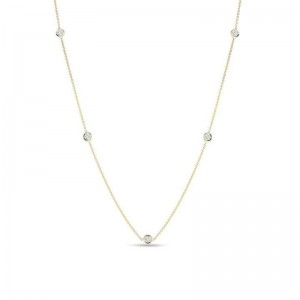 ROBERTO COIN 18KYG 5 STATION DIAMOND NECKLACE.