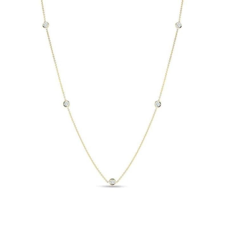 ROBERTO COIN 18KYG 5 STATION DIAMOND NECKLACE.