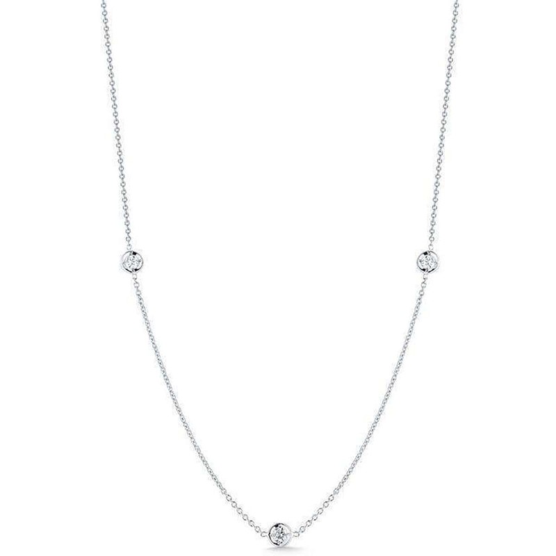 Roberto Coin 18K White Gold Dbi 3 Diamond Station Necklace