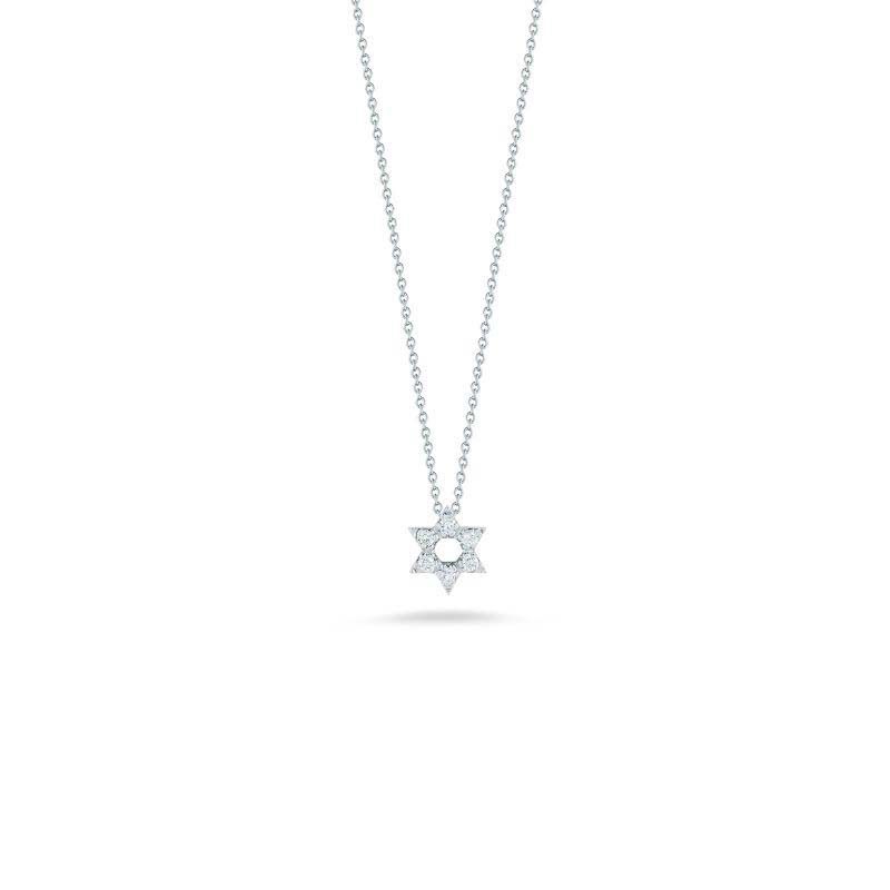 18K WHITE GOLD AND DIAMOND STAR OF DAVID NECKLACE, .09CT, 16-18