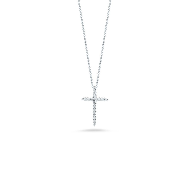 18K WHITE GOLD AND DIAMOND  CROSS NECKLACE.10CTS, 16-18