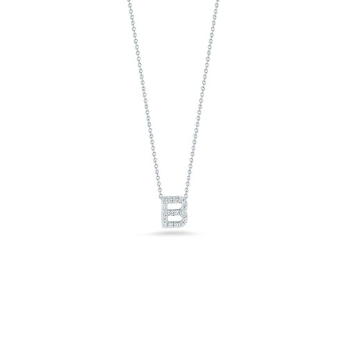 R.COIN 18K WHITE GOLD CHAIN WITH DIAMOND PENDANT LOVE LETTER 