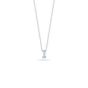 R.COIN 18K WHITE GOLD CHAIN /W BABY DIAMOND PENDANT LOVE LETTER "I" NECKLACE.