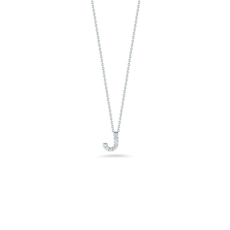 R.COIN 18K WHITE GOLD CHAIN /W BABY DIAMOND PENDANT LOVE LETTER 