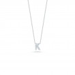18K WHITE GOLD DIAMOND LOVE LETTER K NECKLACE. .05CT.