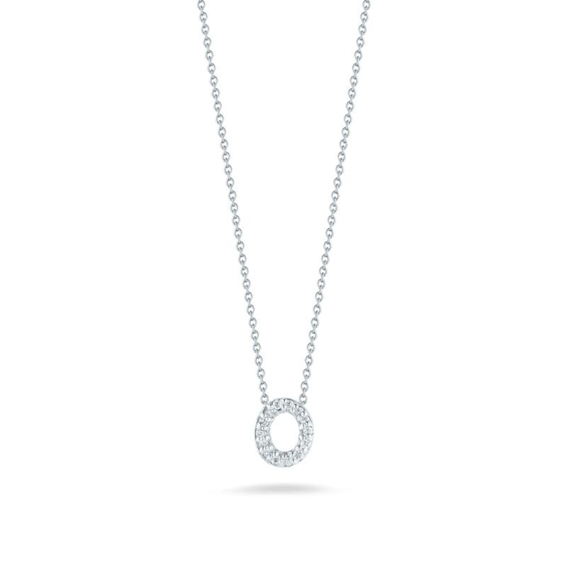 R.COIN 18K WHITE GOLD CHAIN /W BABY DIAMOND PENDANT LOVE LETTER 
