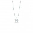 18K WHITE GOLD DIAMOND LOVE LETTER R NECKLACE. .06CT.
