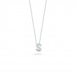 18K WHITE GOLD DIAMOND LOVE LETTER S NECKLACE. .05CT.
