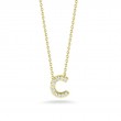 Roberto Coin 18K Yellow Coin Diamond Love Letter C 16-18 necklace .05ctw.