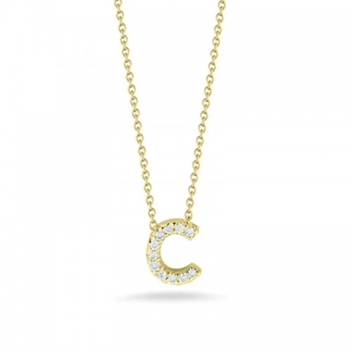 Roberto Coin 18K Yellow Coin Diamond Love Letter C 16-18 necklace .05ctw.