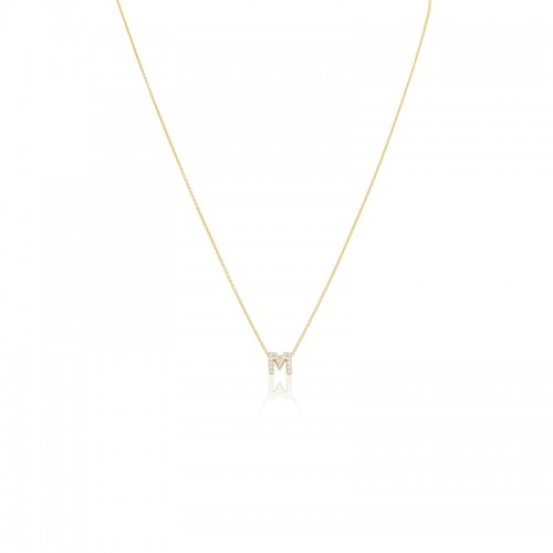 Roberto Coin Yellow Gold Diamond Love Letter M 16/18