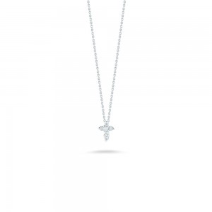 Roberto Coin 18K White Gold Cable Chain with Small Diamond Cross.