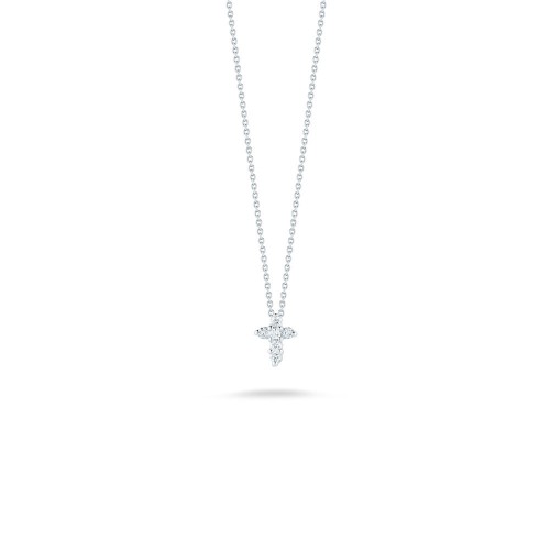 Roberto Coin 18K White Gold Cable Chain with Small Diamond Cross.