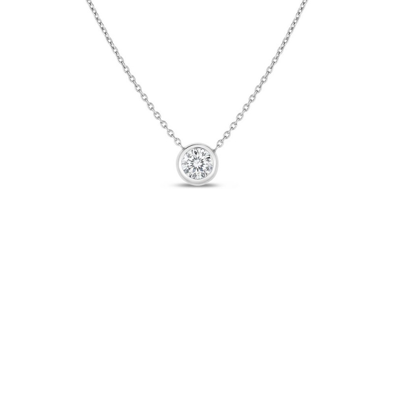 18K WHITE GOLD .19 PT DIAMOND STAT. NECKLACE.