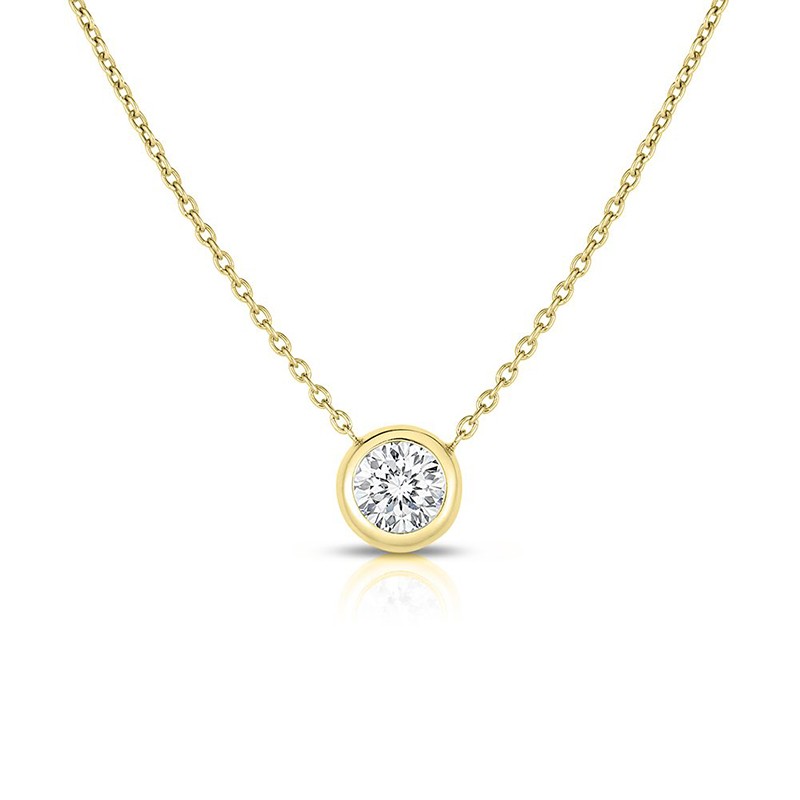 ROBERTO COIN 18K YELLOW GOLD POINT DIAMOND STATION NECKLACE .19CTW.