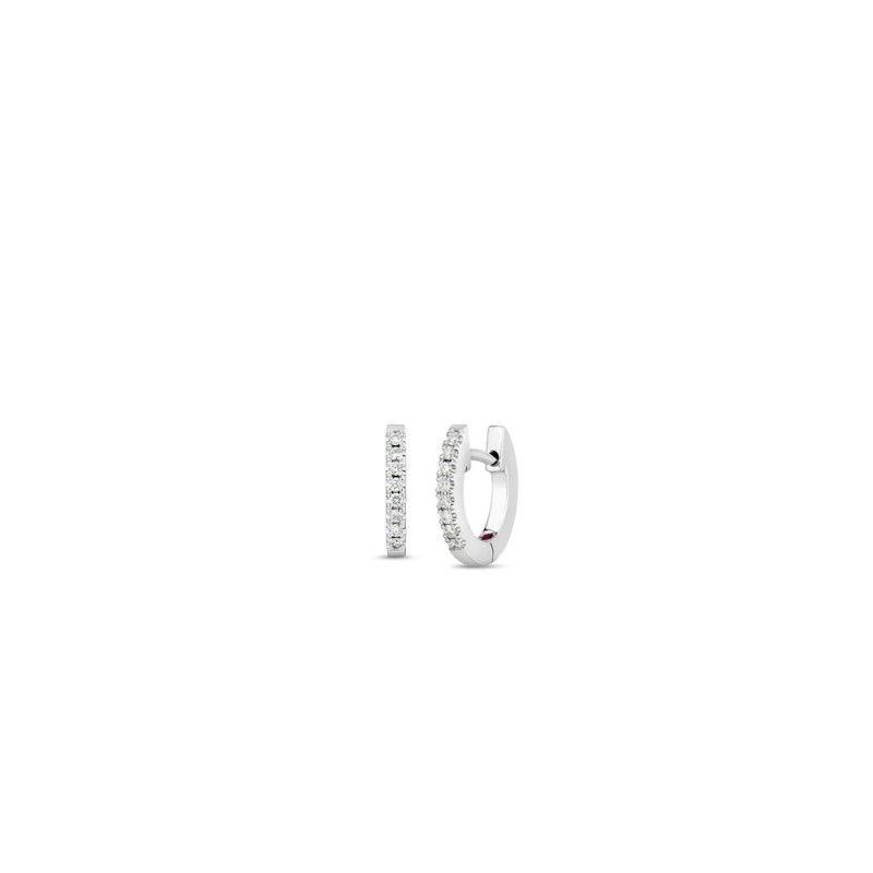 ROBERTO COIN 18K WHITE GOLD DIAMOND HOOP EARRINGS 0.07.