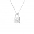 18K WHITE GOLD SDIAMOND LOCK CHARM PENDANT DIA-0.30.