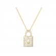 18K YELLOW GOLD DIAMOND LOCK CHARM PENDANT DIA-0.30.