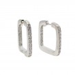 Laurenti 14k White Gold Pave Set Diamond Square Hoop Earrings