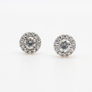 Laurenti Diamond Cluster Stud Earrings in 18k White Gold