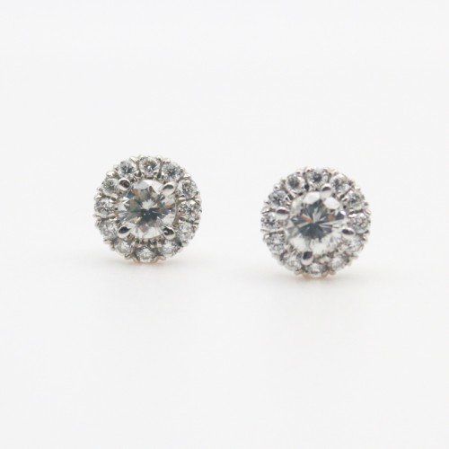 Laurenti Diamond Cluster Stud Earrings in 18k White Gold