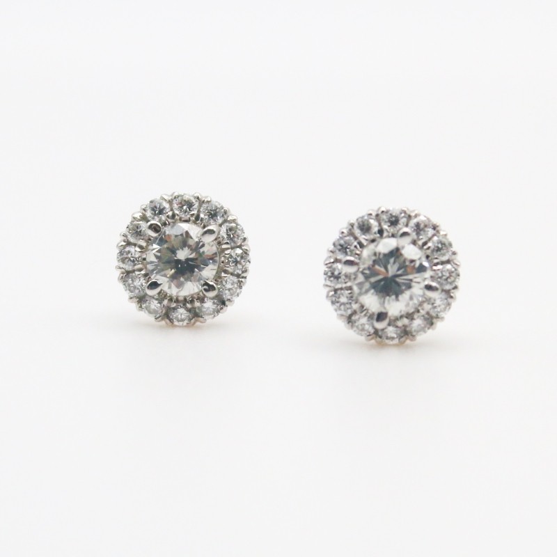 Laurenti Diamond Cluster Stud Earrings in 18k White Gold