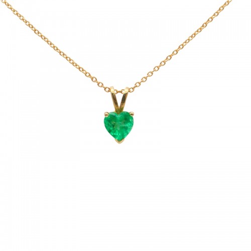 Laurenti Heart shape emerald pendant in 14k Yellow Gold