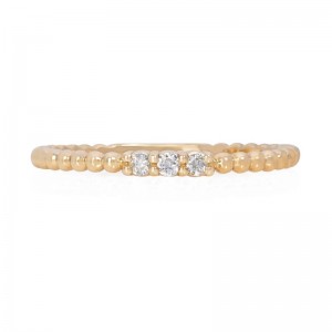 Laurenti Beaded 3 Stone Stackable Ring