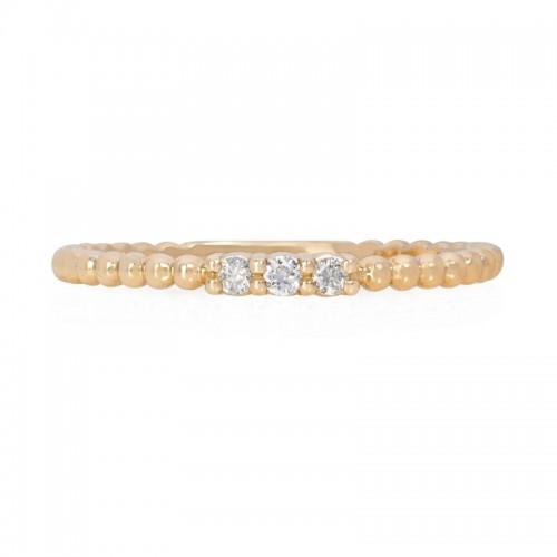 Laurenti Beaded 3 Stone Stackable Ring