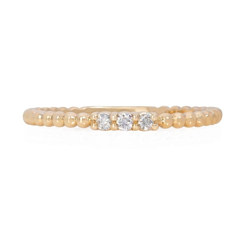 Laurenti Beaded 3 Stone Stackable Ring