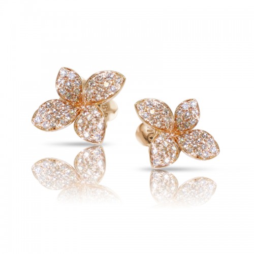 PASQUALE BRUNI 18K RED GOLD PETIT GARDEN EARRINGS WITH WHITE AND CHAMPAGNE DIAMONDS