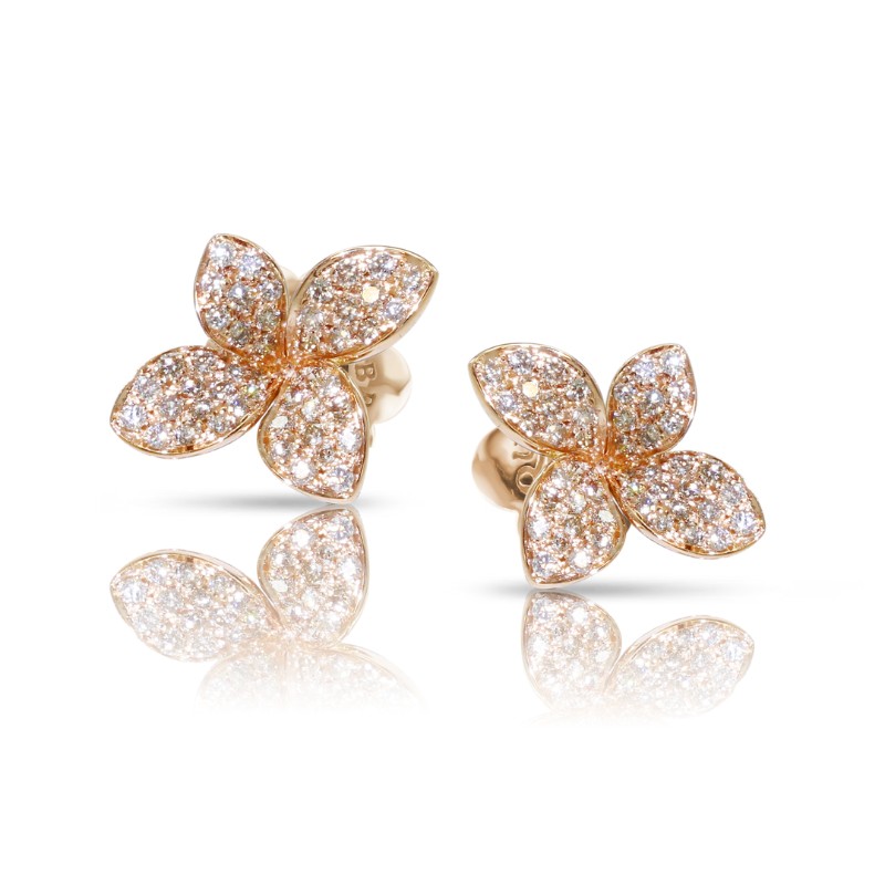 PASQUALE BRUNI 18K RED GOLD PETIT GARDEN EARRINGS WITH WHITE AND CHAMPAGNE DIAMONDS